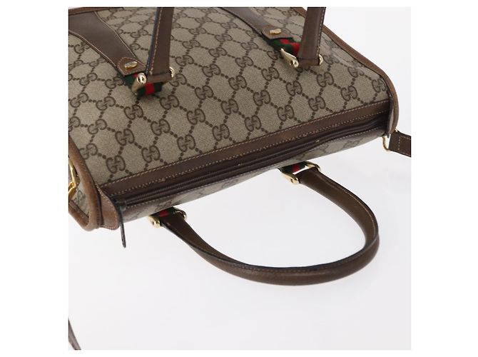 Gucci Borsa GG Supreme Web Sherry Line PVC 2way Beige Oro 41 02 039 Auth ep11903 D'oro - vista 6