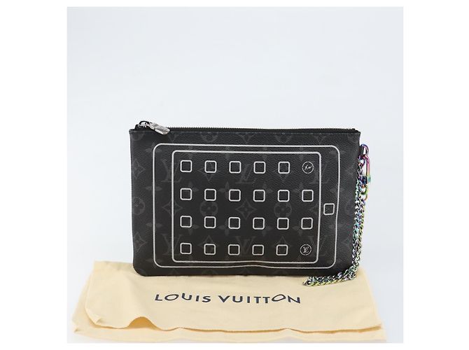 CUSTODIA PER IPHONE LOUIS VUITTON Monogram Eclipse Fragment M64433 LV Auth 152417 Monogramma - vista 12