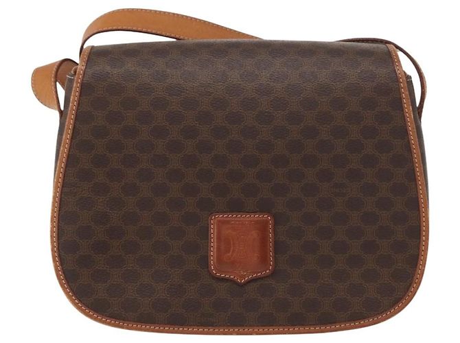 Céline Borsa a Spalla in Tela Macadam CELINE in Pelle PVC Marrone Oro Auth ep11909 D'oro - vista 13