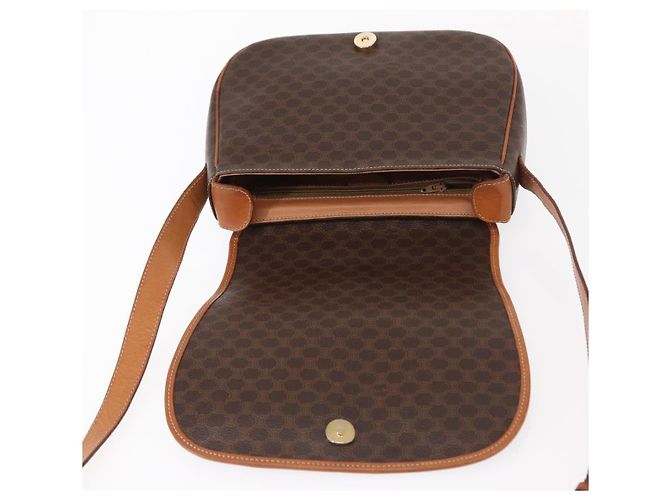 Céline Borsa a Spalla in Tela Macadam CELINE in Pelle PVC Marrone Oro Auth ep11909 D'oro - vista 18