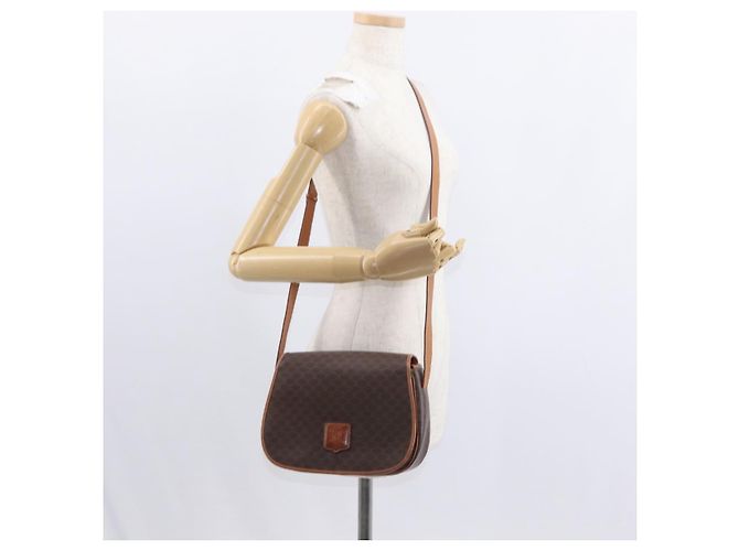 Céline Borsa a Spalla in Tela Macadam CELINE in Pelle PVC Marrone Oro Auth ep11909 D'oro - vista 22
