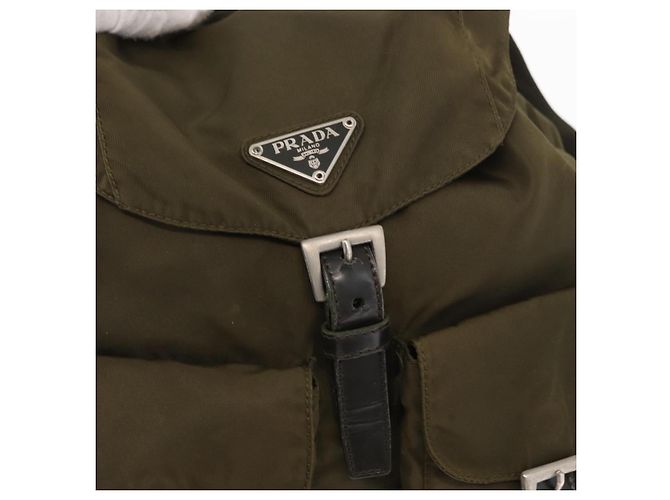 PRADA Backpack Nylon Khaki Silver Auth 152582 Silvery - view 10