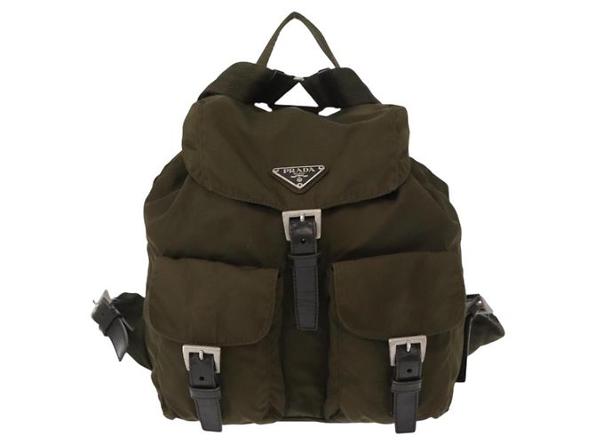 PRADA Backpack Nylon Khaki Silver Auth 152582 Silvery - view 13