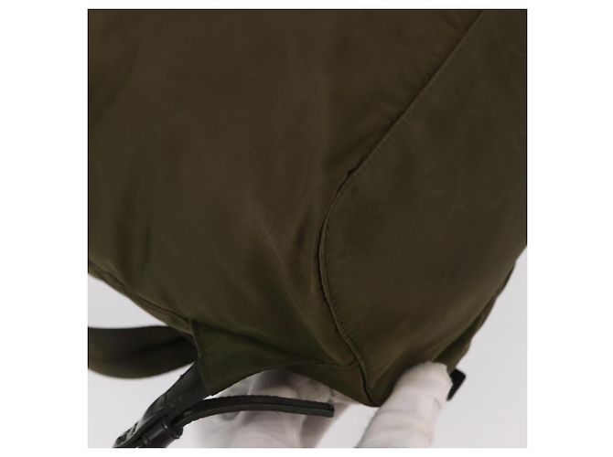 PRADA Backpack Nylon Khaki Silver Auth 152582 Silvery - view 19