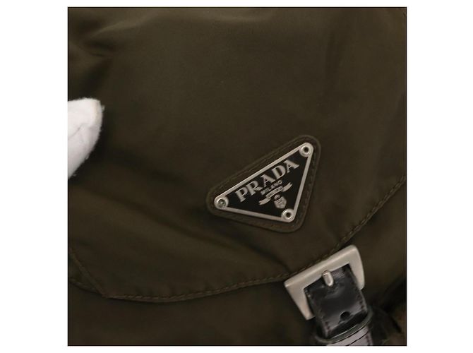 PRADA Backpack Nylon Khaki Silver Auth 152582 Silvery - view 21