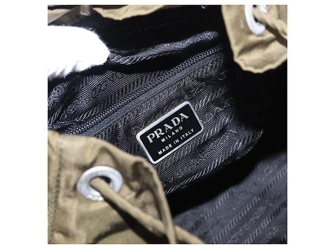 PRADA Backpack Nylon Khaki Silver Auth 152582 Silvery - view 23