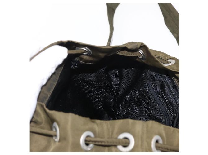 PRADA Backpack Nylon Khaki Silver Auth 152582 Silvery - view 25