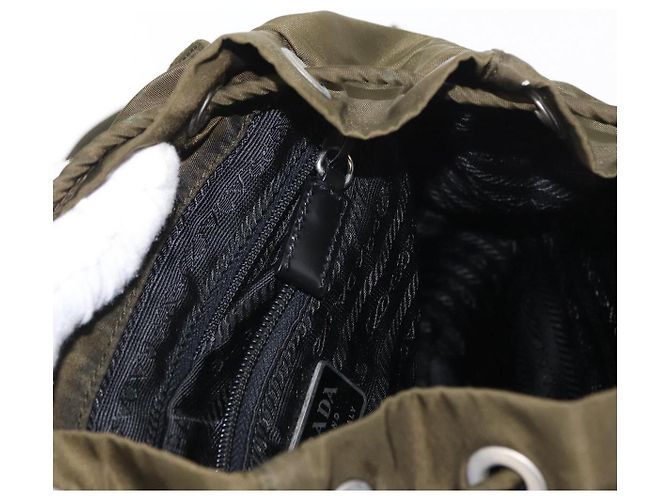PRADA Backpack Nylon Khaki Silver Auth 152582 Silvery - view 26