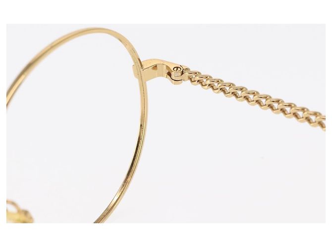 Monturas de gafas de sol CHANEL de metal dorado CC Auth 153002 - vista 11