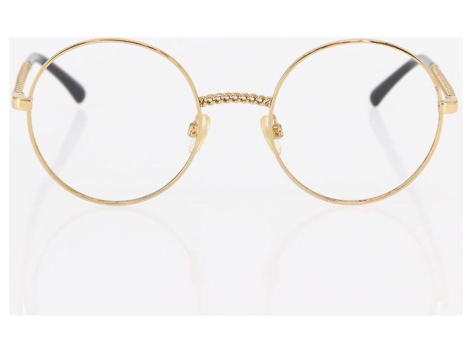 Monturas de gafas de sol CHANEL de metal dorado CC Auth 153002 - vista 13