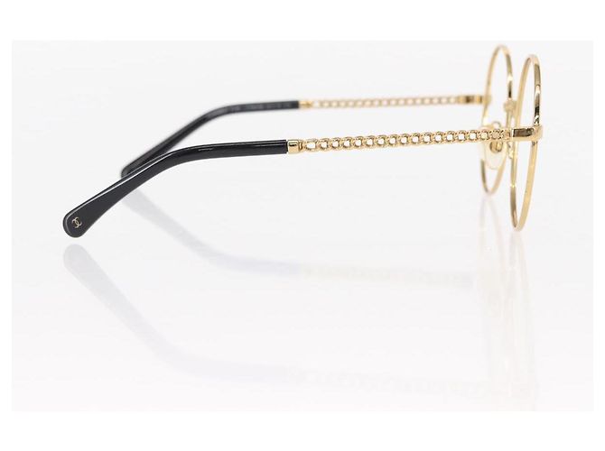 Monturas de gafas de sol CHANEL de metal dorado CC Auth 153002 - vista 5