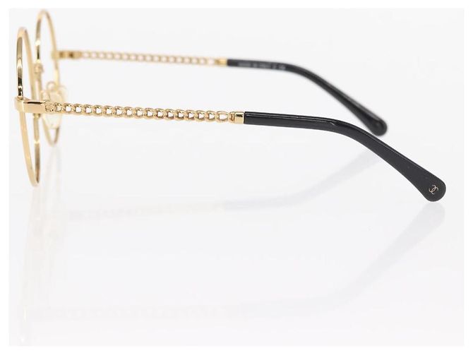 Monturas de gafas de sol CHANEL de metal dorado CC Auth 153002 - vista 6