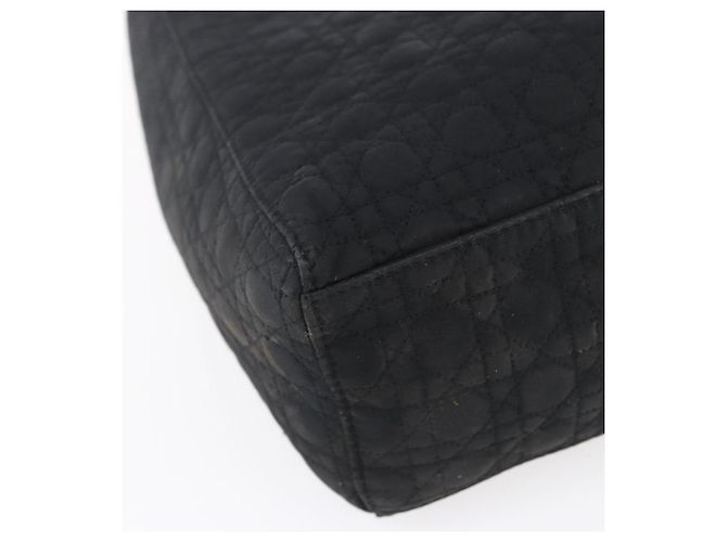 Christian Dior Borsa Lady Dior Canage in nylon nero e oro Auth 152936 D'oro - vista 11