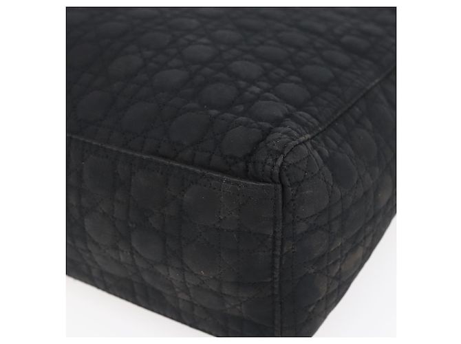 Christian Dior Borsa Lady Dior Canage in nylon nero e oro Auth 152936 D'oro - vista 12