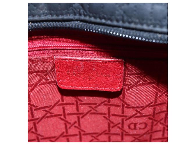 Christian Dior Borsa Lady Dior Canage in nylon nero e oro Auth 152936 D'oro - vista 15
