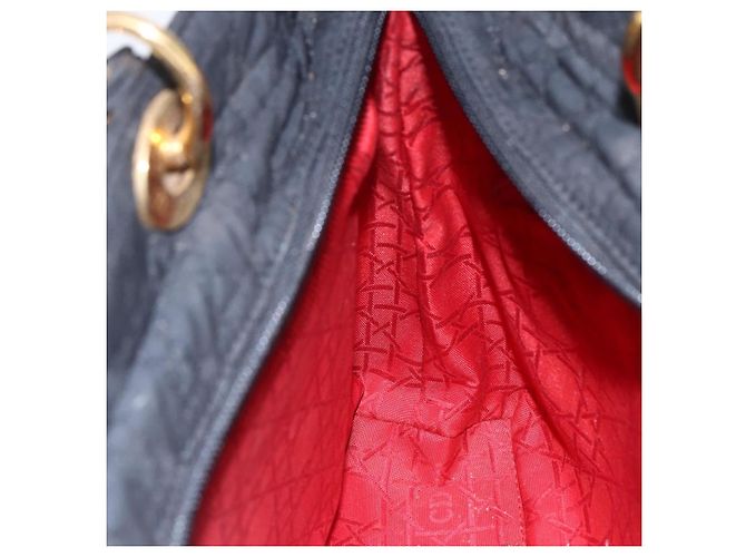 Christian Dior Borsa Lady Dior Canage in nylon nero e oro Auth 152936 D'oro - vista 19