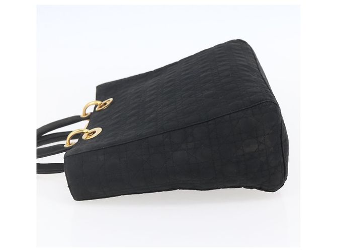 Christian Dior Borsa Lady Dior Canage in nylon nero e oro Auth 152936 D'oro - vista 4
