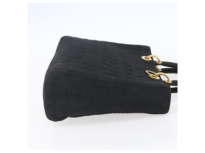 Christian Dior Borsa Lady Dior Canage in nylon nero e oro Auth 152936 D'oro - vista 5