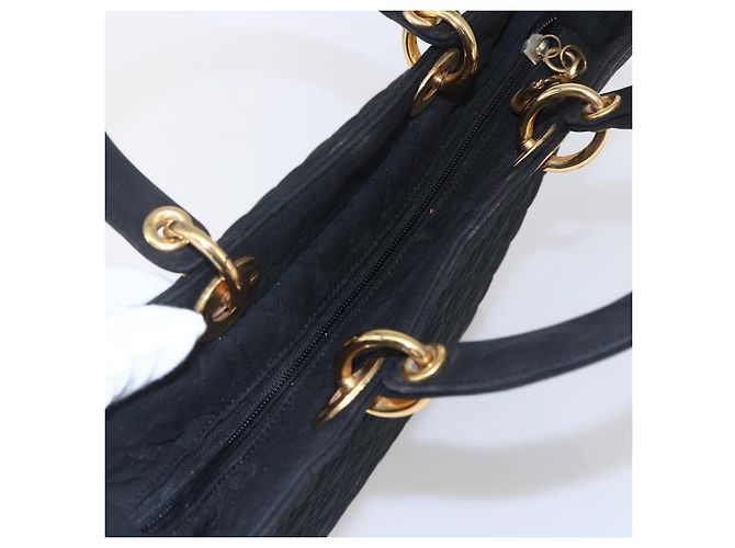 Christian Dior Borsa Lady Dior Canage in nylon nero e oro Auth 152936 D'oro - vista 6