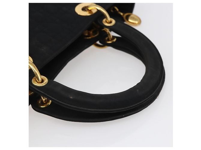 Christian Dior Borsa Lady Dior Canage in nylon nero e oro Auth 152936 D'oro - vista 7