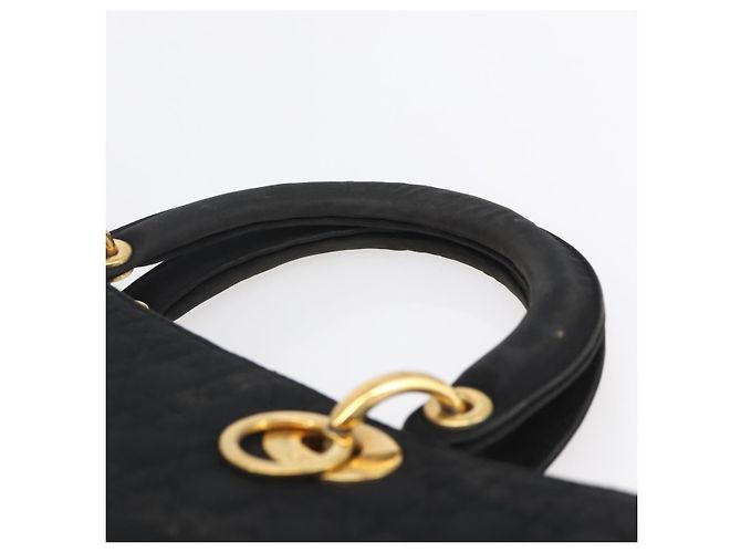 Christian Dior Borsa Lady Dior Canage in nylon nero e oro Auth 152936 D'oro - vista 8