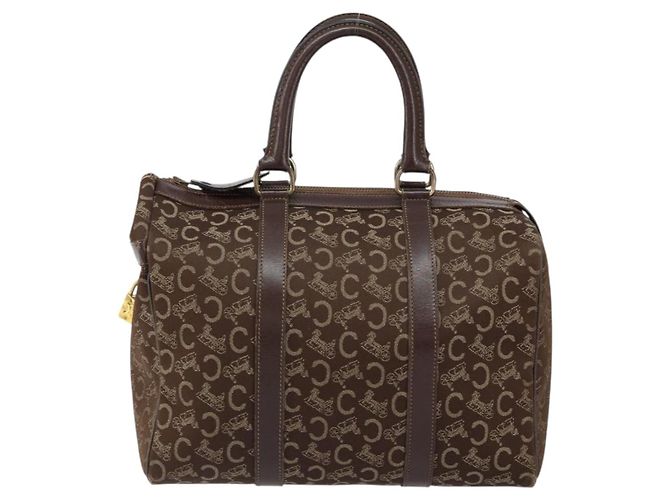 Céline Borsa Boston Celine C Sulky in tela marrone Auth 152078 - vista 13