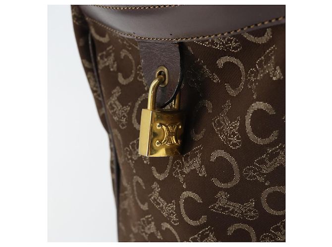 Céline Borsa Boston Celine C Sulky in tela marrone Auth 152078 - vista 17
