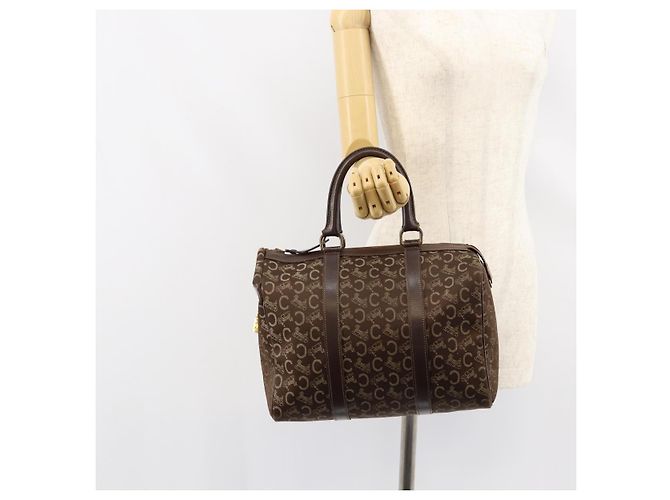 Céline Borsa Boston Celine C Sulky in tela marrone Auth 152078 - vista 22