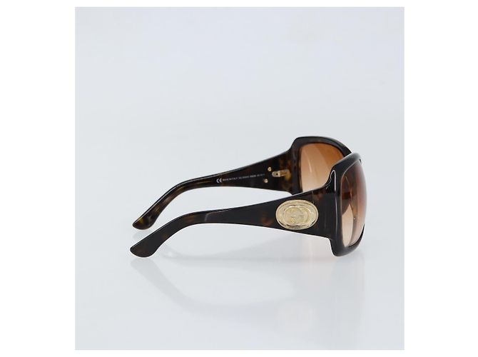 Gafas de sol GUCCI Interlocking G de plástico marrón oscuro Auth am9542 - vista 5