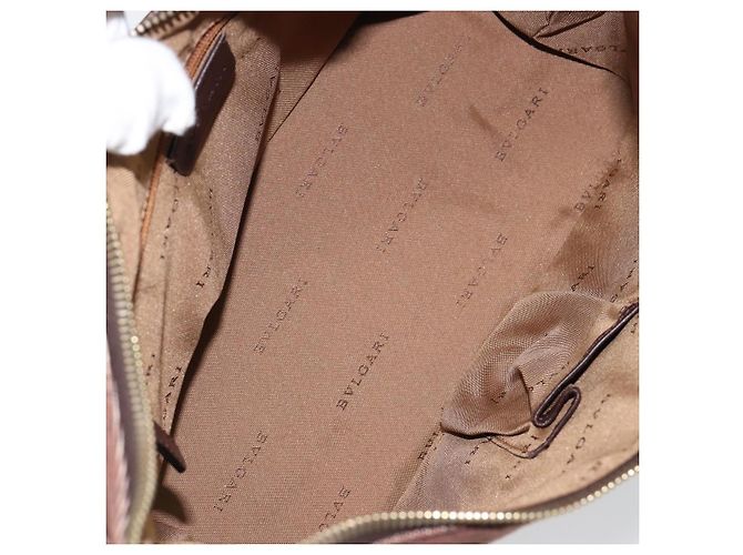 Bulgari Borsa a Spalla BVLGARI Logo Mania Canvas Marrone Oro Auth bs30838 D'oro - vista 11