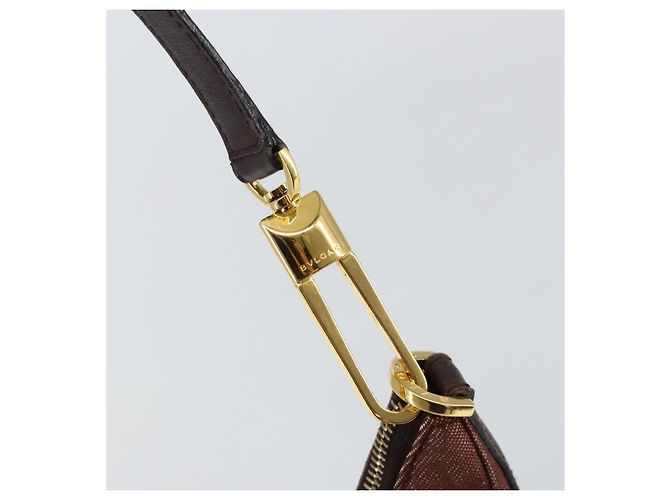 Bulgari Borsa a Spalla BVLGARI Logo Mania Canvas Marrone Oro Auth bs30838 D'oro - vista 17