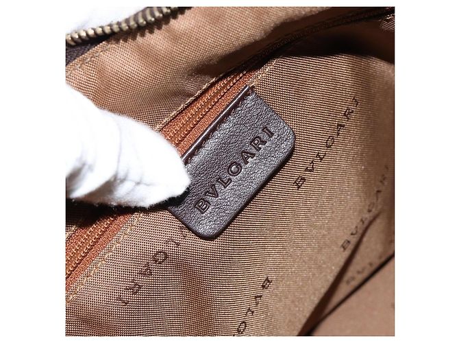 Bulgari Borsa a Spalla BVLGARI Logo Mania Canvas Marrone Oro Auth bs30838 D'oro - vista 18