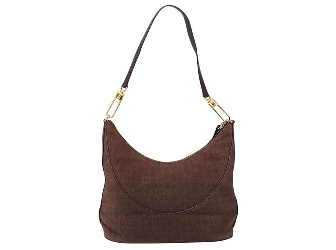 Bulgari Borsa a Spalla BVLGARI Logo Mania Canvas Marrone Oro Auth bs30838 D'oro - vista 2