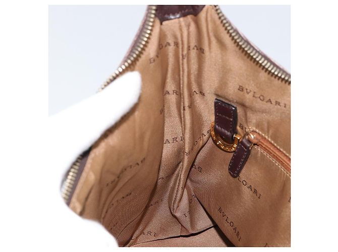 Bulgari Borsa a Spalla BVLGARI Logo Mania Canvas Marrone Oro Auth bs30838 D'oro - vista 20