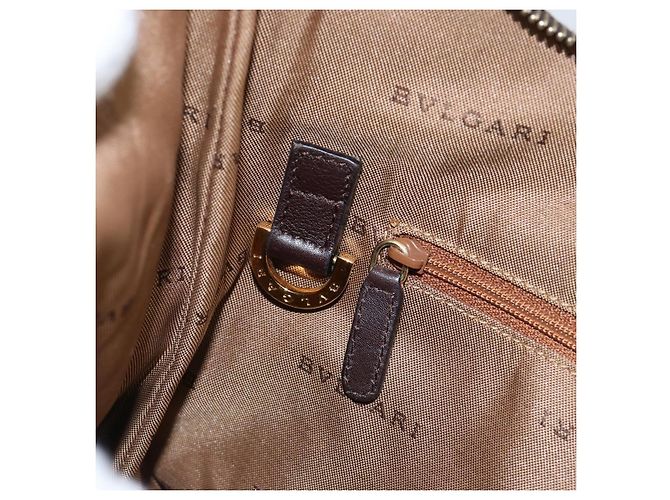 Bulgari Borsa a Spalla BVLGARI Logo Mania Canvas Marrone Oro Auth bs30838 D'oro - vista 21