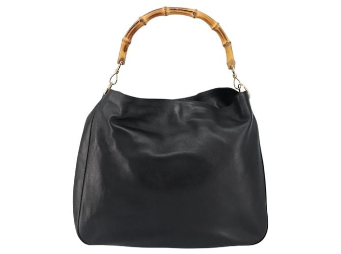 Borsa a mano in pelle Gucci Bamboo oro nero 001 2123 1577 Auth gh1288 D'oro - vista 13