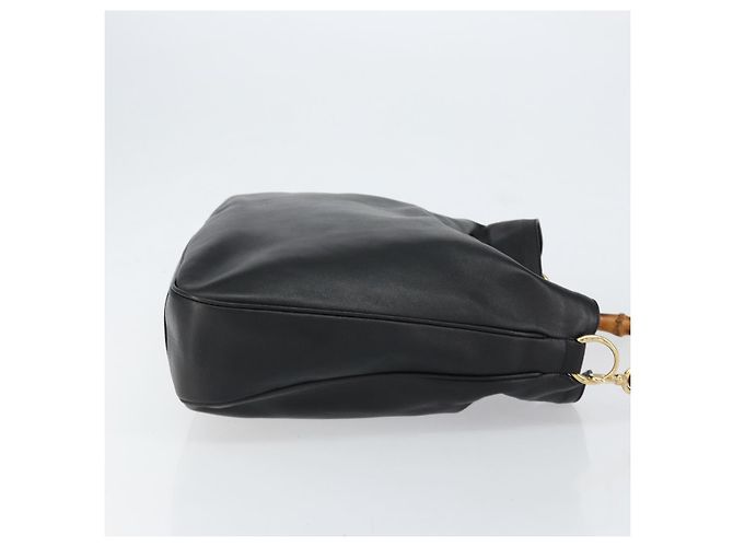Borsa a mano in pelle Gucci Bamboo oro nero 001 2123 1577 Auth gh1288 D'oro - vista 3