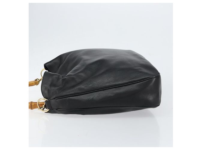 Borsa a mano in pelle Gucci Bamboo oro nero 001 2123 1577 Auth gh1288 D'oro - vista 4