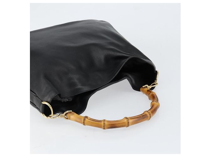 Borsa a mano in pelle Gucci Bamboo oro nero 001 2123 1577 Auth gh1288 D'oro - vista 6