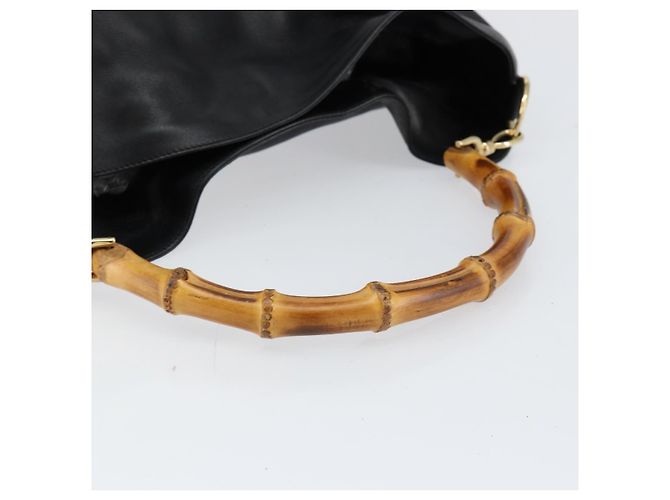 Borsa a mano in pelle Gucci Bamboo oro nero 001 2123 1577 Auth gh1288 D'oro - vista 7