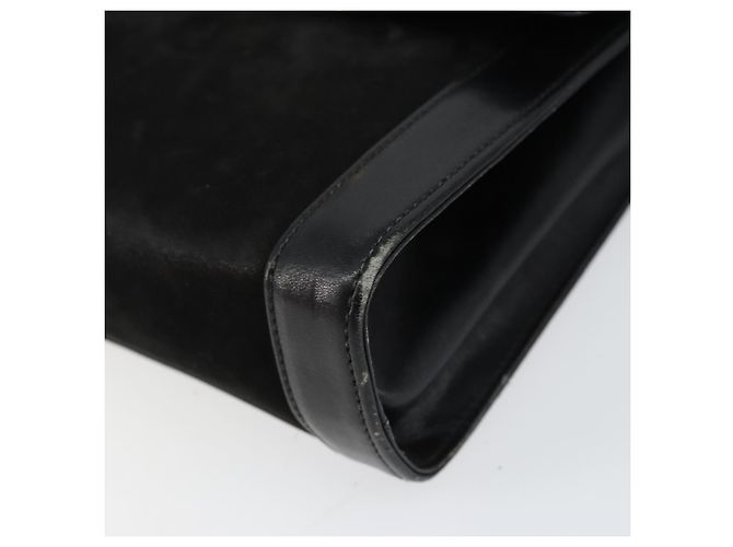 Borsa a Spalla Gancini in Pelle Nera e Oro Salvatore Ferragamo Auth gh1266 Nero D'oro - vista 15