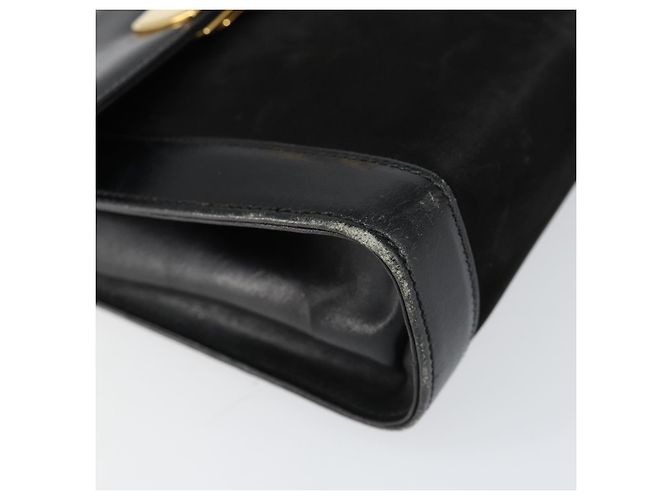 Borsa a Spalla Gancini in Pelle Nera e Oro Salvatore Ferragamo Auth gh1266 Nero D'oro - vista 16