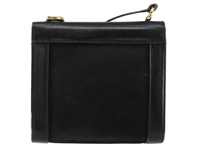 Borsa a Spalla Gancini in Pelle Nera e Oro Salvatore Ferragamo Auth gh1266 Nero D'oro - vista 2