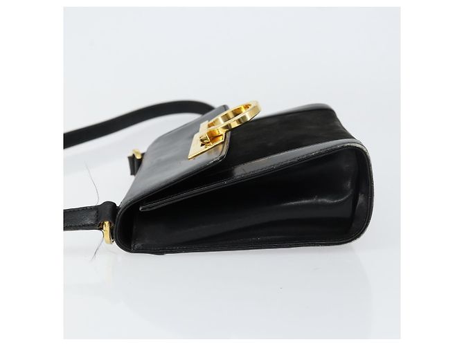 Borsa a Spalla Gancini in Pelle Nera e Oro Salvatore Ferragamo Auth gh1266 Nero D'oro - vista 4