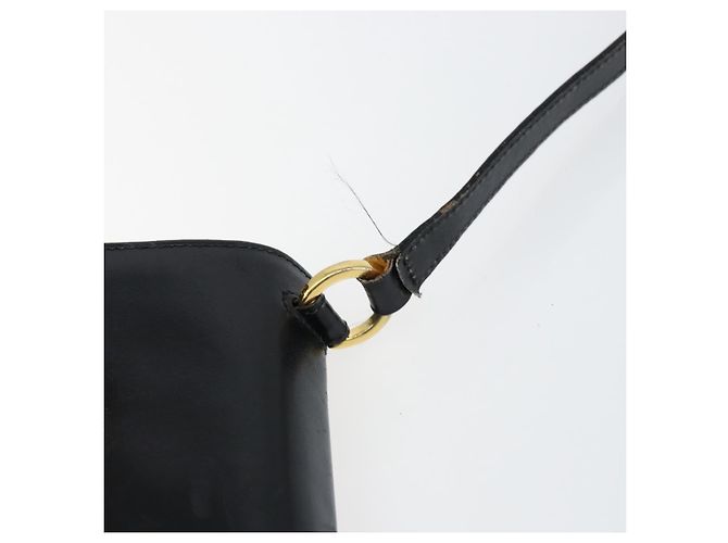 Borsa a Spalla Gancini in Pelle Nera e Oro Salvatore Ferragamo Auth gh1266 Nero D'oro - vista 8