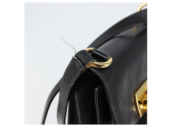 Borsa a Spalla Gancini in Pelle Nera e Oro Salvatore Ferragamo Auth gh1266 Nero D'oro - vista 9