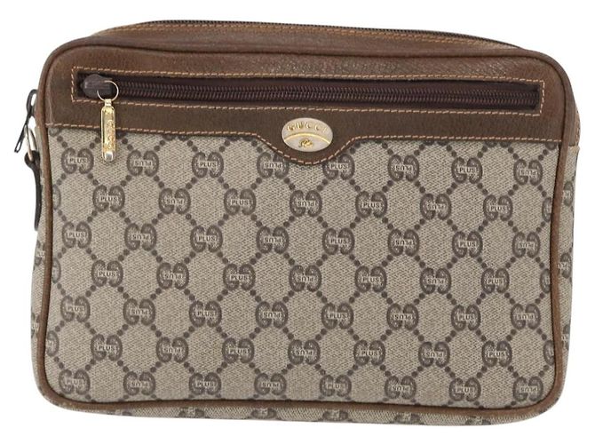 GUCCI GG Plus Supreme Clutch Bag PVC Beige Oro Auth bs31132 D'oro - vista 13