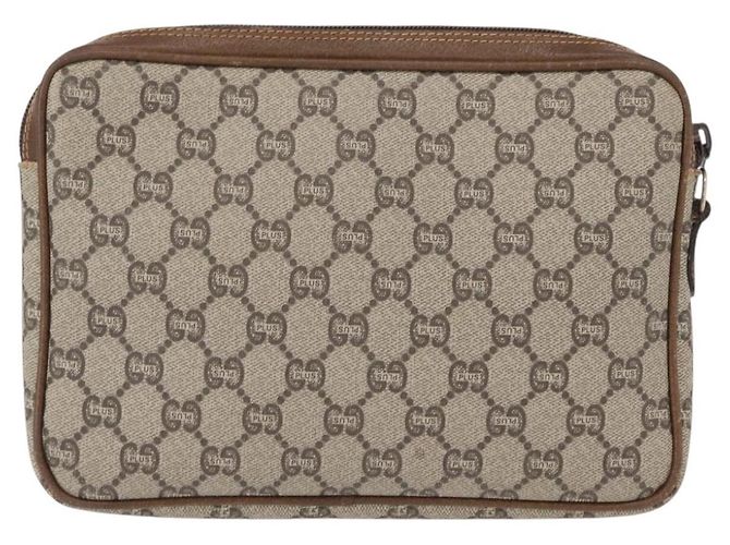 GUCCI GG Plus Supreme Clutch Bag PVC Beige Oro Auth bs31132 D'oro - vista 2