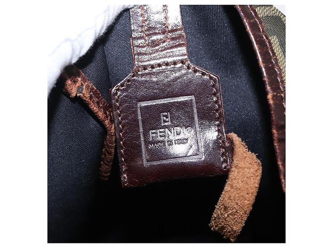 FENDI Zucca Canvas Handtasche Schwarz Braun Silber Authentisch 152992 - Ansicht 11