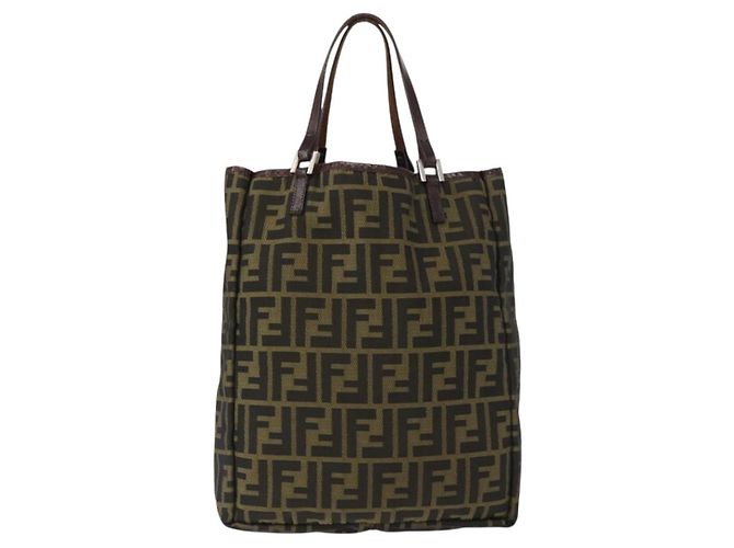 FENDI Zucca Canvas Handtasche Schwarz Braun Silber Authentisch 152992 - Ansicht 13